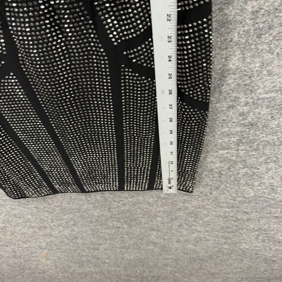 Cache Dress Women 6 Black Shift Short Rhinestone Sleeveless V-Neck Hook & Eye - Picture 5 of 6